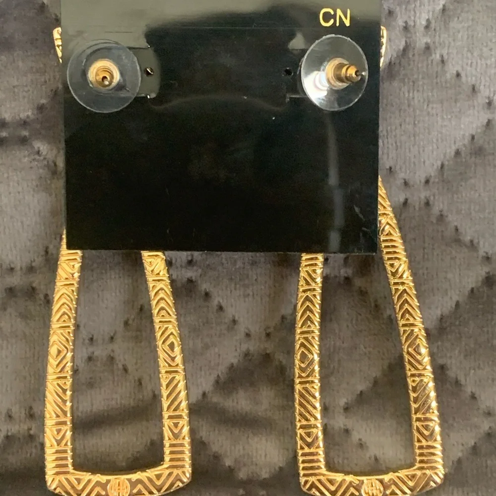 House Of Harlow Gold Tone Mesa Door Knocker Earrings